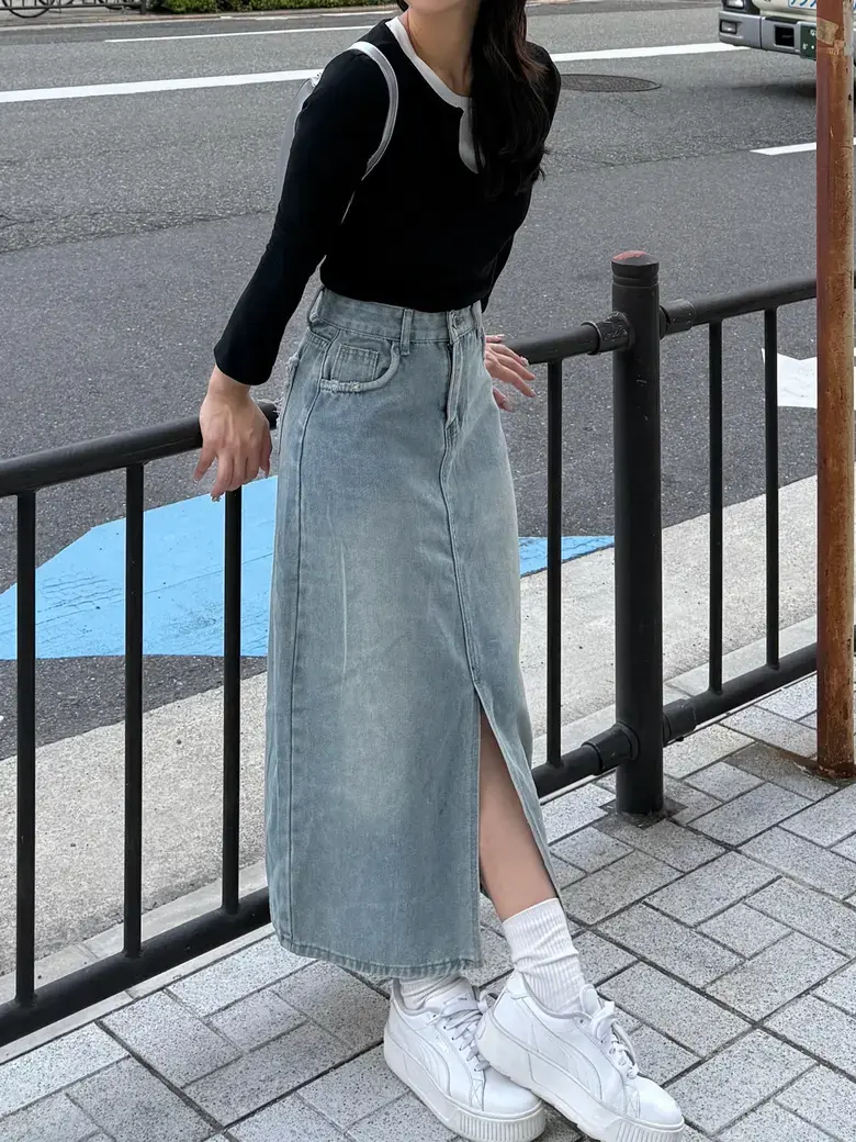 トゥービーシック デニムスカート パッチワーク ビジュー | ビー